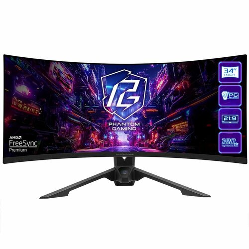 Монитор 34 ASRock Phantom Gaming PG34QRT3A Black VA 3440x1440 2xHDMI2xDP 1 ms 178178 500 cdm 30001 180Hz HDR400 MM Curved 1500R Hei 97660₽