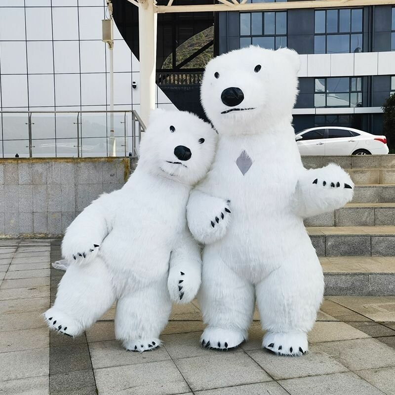 Костюм-надувной-белый-медведь, для карнавала, 200см, волокно