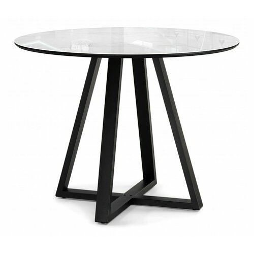 Стеклянный стол Лайфмебель Норфолк 100 белый мрамор черный 13930₽