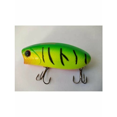 Воблер SHARADO MALAS, ловля щуки и судака, поппер, плавающий, 57мм, 11г, желтый/черный/зеленый