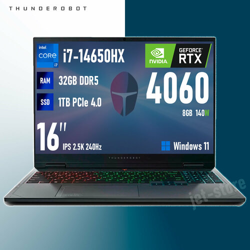 Игровой ноутбук Thunderobot R16 Core i7-14650HX RTX 4060 32GB1TB 16 IPS 25K 240Hz Windows 11 русская клавиатура 135330₽