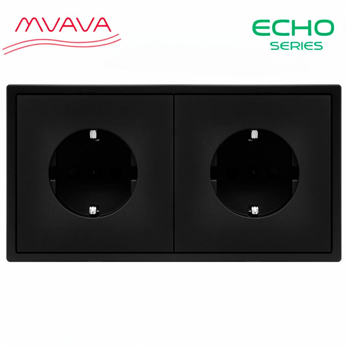 Розетка echo электрическая 2 поста 16А, пластик, цвет черный