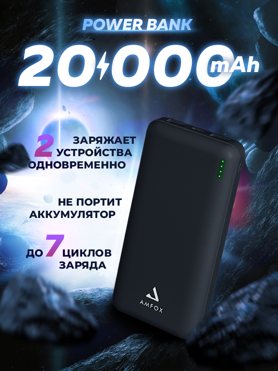 Повербанк на 20000 mAh, черный, powerbank, пауэр банк, внешний аккумулятор, power bank, павербанк, повербанк xiaomi
