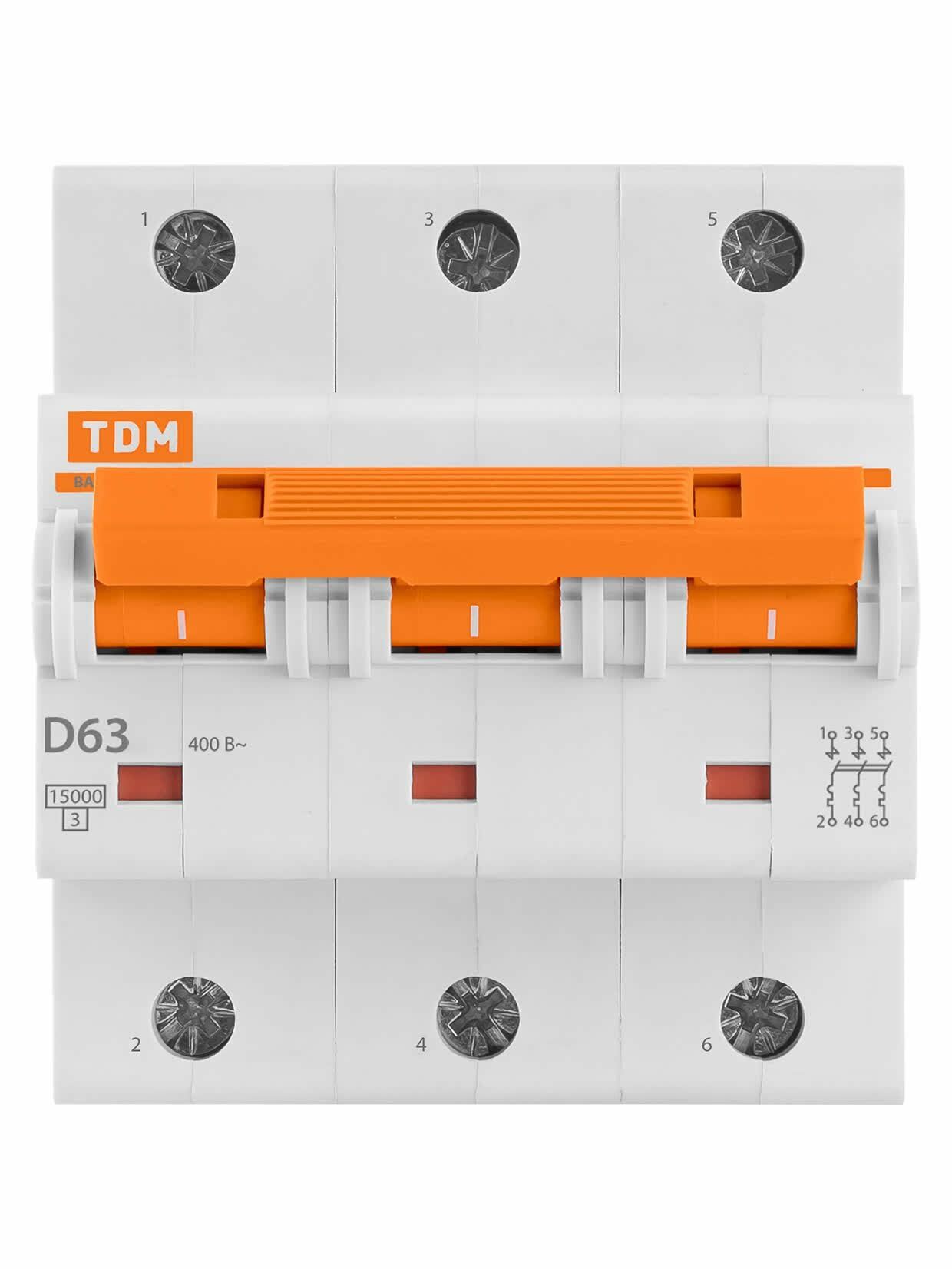 Авт. выкл. ВА47-125 3Р 63А 15кА х-ка D TDM — фото 1