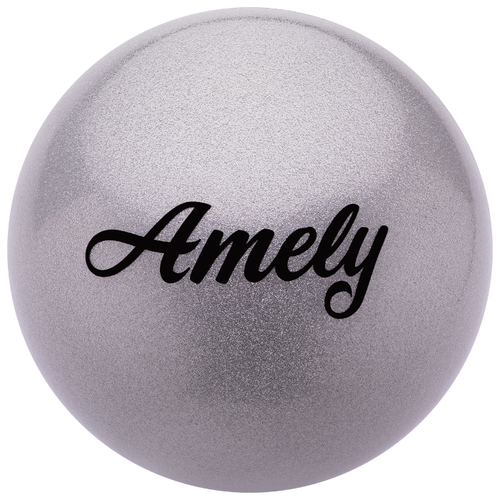 фото Мяч для художественной гимнастики amely agb-102, 19 см, серый, с блестками