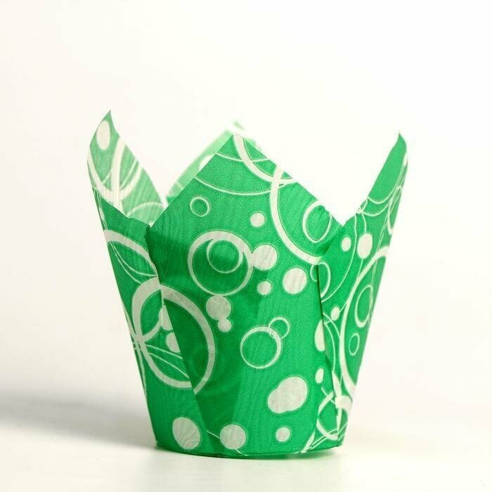 Форма для выпечки "Тюльпан", зеленый с белыми кольцами, 5 х 8 см - фотография № 2