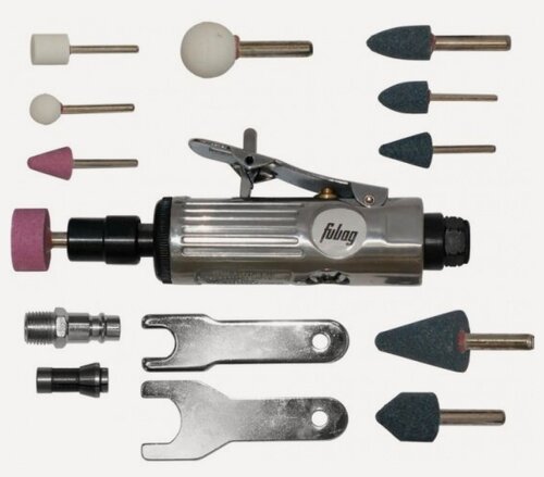 Изображение товара Пневмошлифмашина Fubag GL25000, прямая 1/4", 25000 об/мин, 6 бар, + набор насадок