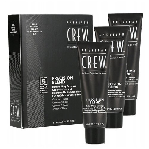 Камуфляж для седых волос темный оттенок - American Crew Precision Blend 2-3 Dark 3x40 мл american crew precision blend 2 3 камуфляж для седых волос темный натуральный 40 мл