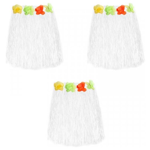 юбка гавайская 40 см оранжевая набор 3 шт Гавайская юбка, цвет белый 40 см (Набор 3 шт.)