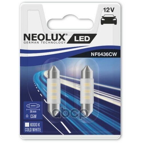 NEOLUX NF6436CW02B Лампа диодная C5W 12V-LED 0,5W (SV8,5-35/11) 6000K SV8.5-8 (блистер 2шт.)