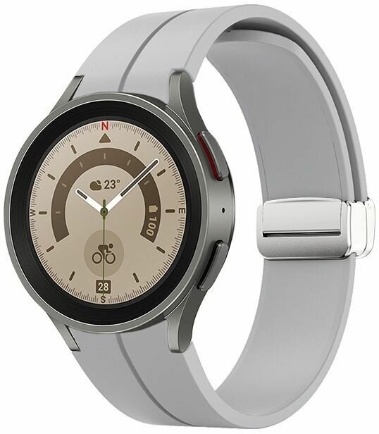 Ремешок для Samsung Galaxy Watch 4 /5 / 5 pro/6/7, с магнитной застежкой, светло-серый
