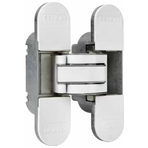 Дверная скрытая петля Cemom Moatti универсальная, 3D, 111,5x29 мм, 80 кг, белый CEM0080.07/MP