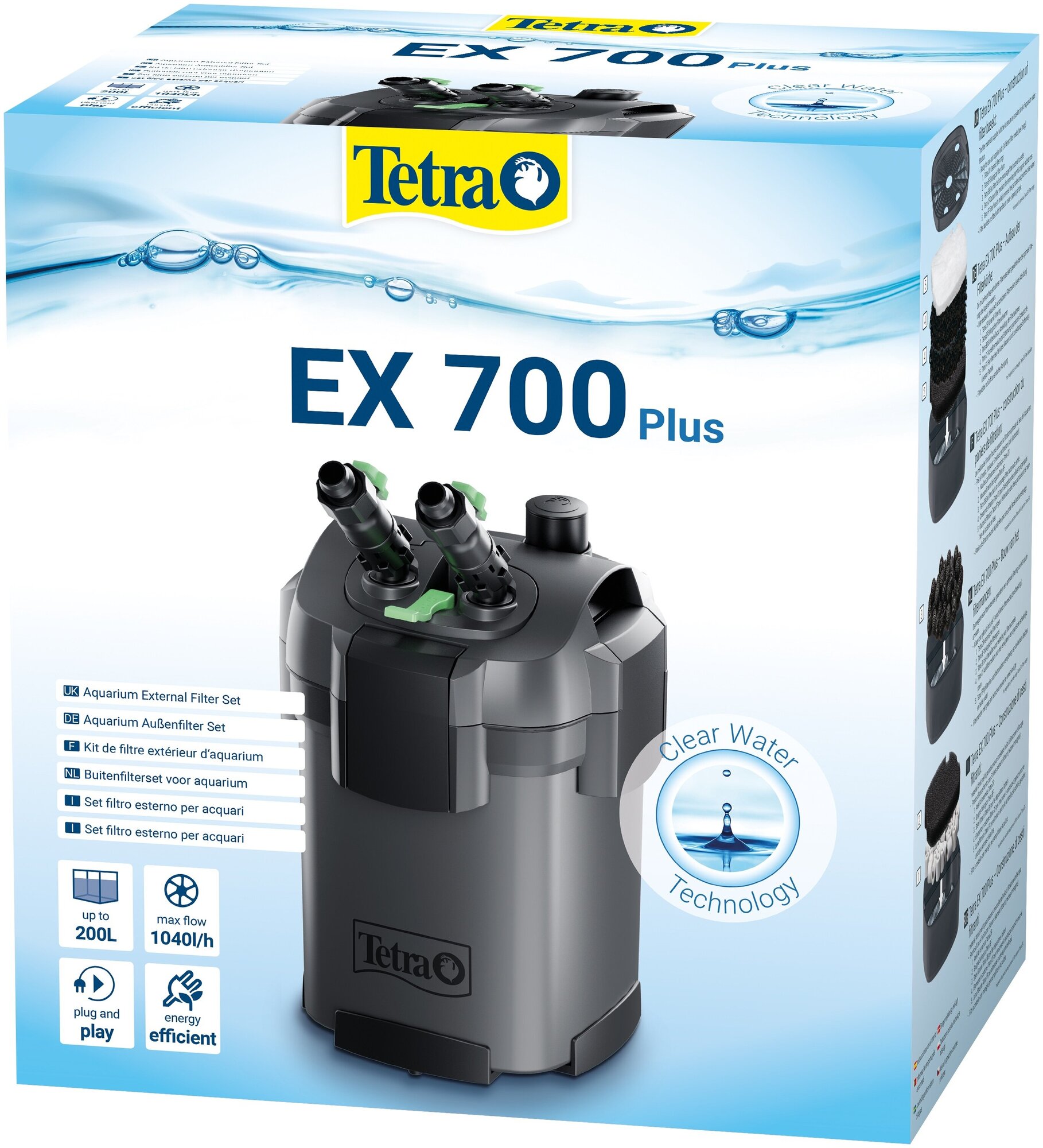 Внешний фильтр Tetra для аквариума EX700 plus, 1040л/ч, 7,5Вт, на 100-200л