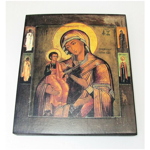 Икона Троеручица Божия Матерь, размер иконы - 15x18 икона тихвинская божия матерь размер иконы 15x18