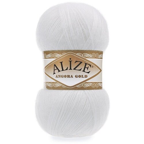 Пряжа ALIZE Angora Gold, 20% шерсть, 80% акрил, 500 г, 550 м, цвет 055, белый (ANG.AL.GOLD.055)