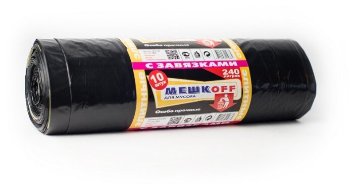фото Мешки для мусора мешкоff Элитные с завязками 240 л 10 шт в рулоне ПВД
