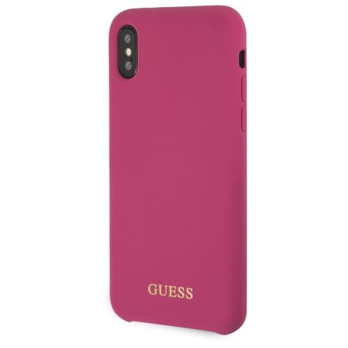 фото Чехол guess для iphone xr silicone collection gold logo hard