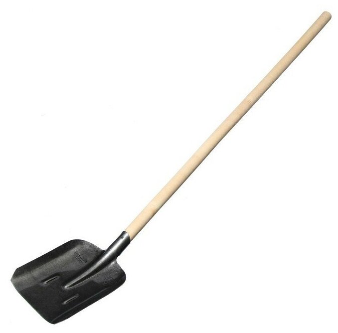 Лопата совковая, сталь, деревянный черенок, V-образная ручка