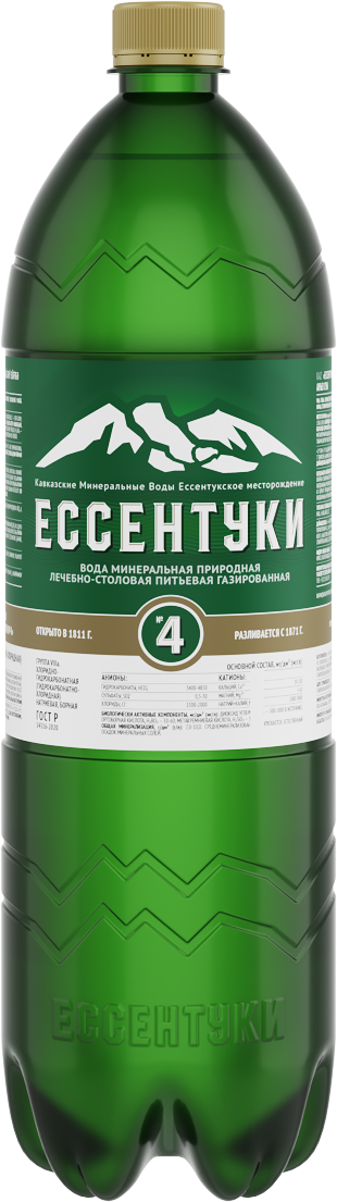 Минеральная вода «Ессентуки №4» 1,5 л/ вода минеральная природная лечебно-столовая питьевая газированная 1 шт.