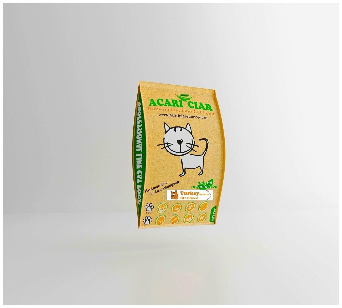 Сухой корм Acari Ciar для стерилизованных кошек породы Мейн-Кун Vet A'Cat Sterilized Maine-Coon Turkey 0.5 кг Индейка - фотография № 1