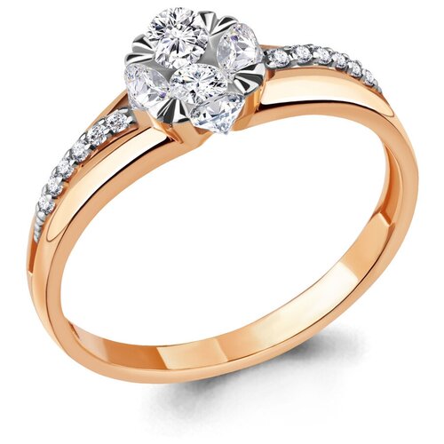 фото Золотое кольцо aquamarine 68501а с фианитом diamant-online