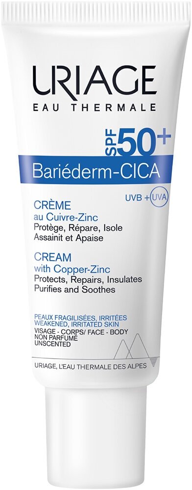 URIAGE Bariederm-Cica Крем для лица с медью и цинком SPF 50, 40 мл