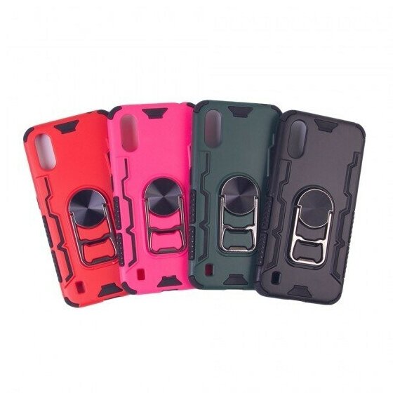 Противоударный чехол для Samsung Galaxy A01 с кольцом-открывашкой, 012226 Черный