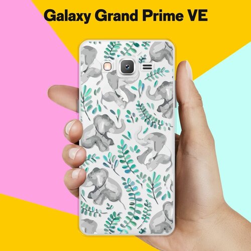 Силиконовый чехол на Samsung Galaxy Grand Prime VE Узор из слонов / для Самсунг Галакси Гранд Прайм ВЕ Дуос