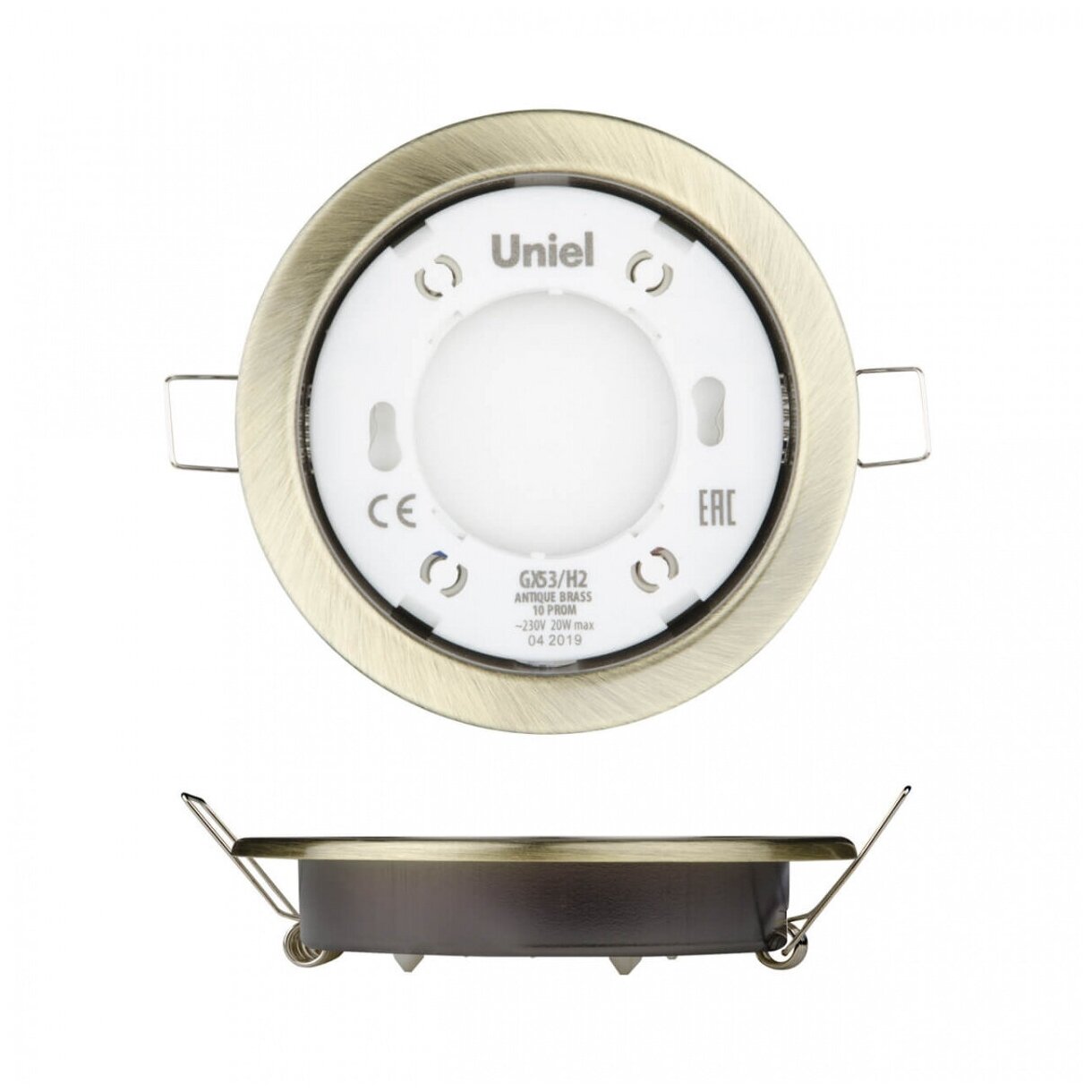 Встраиваемый светильник Uniel GX53/H2 Antique Brass 10 Prom UL-00005056