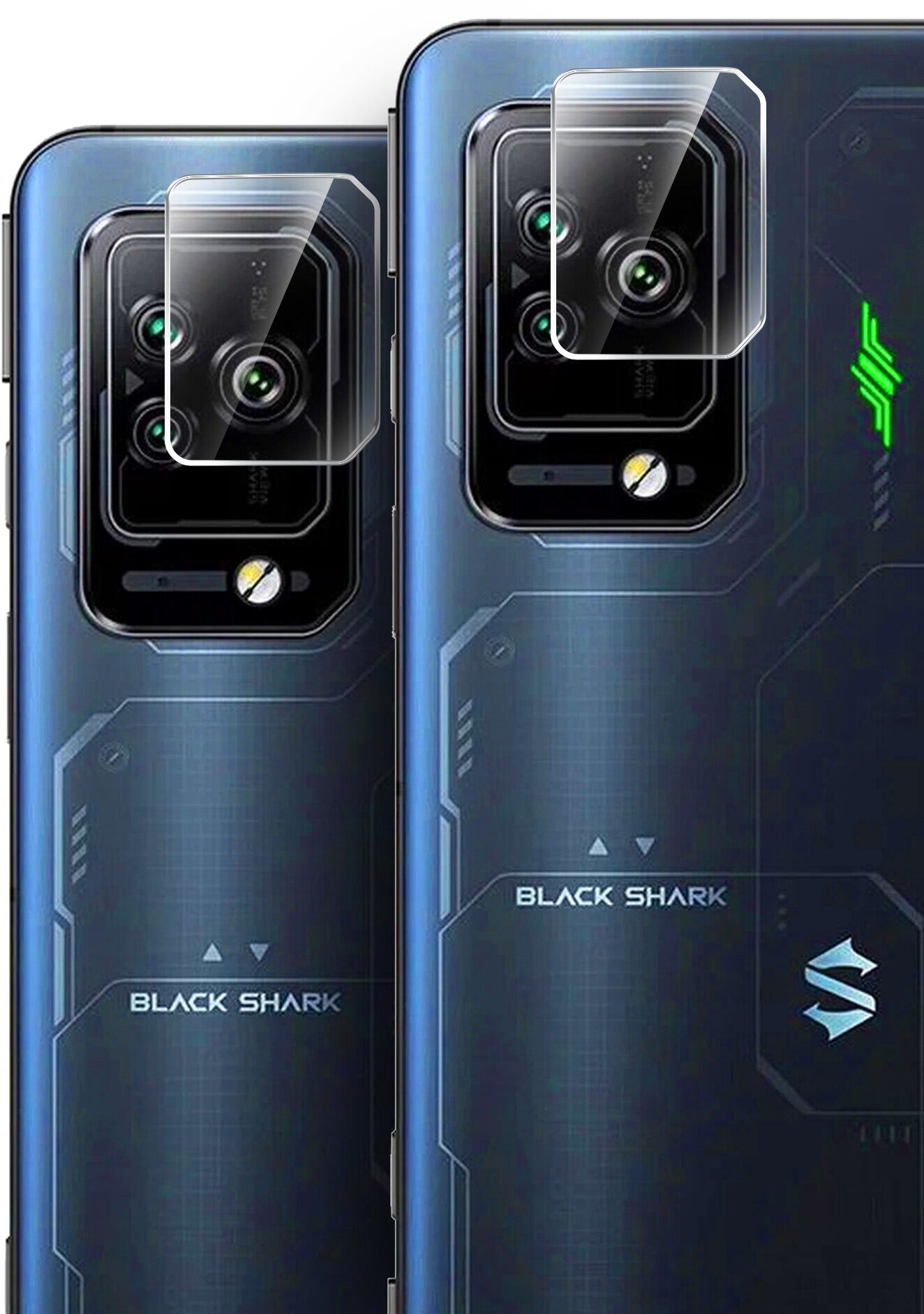 Защитное стекло для Xiaomi Black Shark 5 Pro (Ксиоми Блэк Шарк 5 Про) на Камеру 2 шт, (гибридное: пленка+стекловолокно), прозрачное Hybrid Glass, Miuko