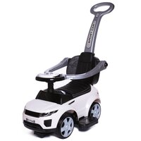 Каталка детская Sport car BabyCare (резиновые колеса, кожаное сиденье), белый