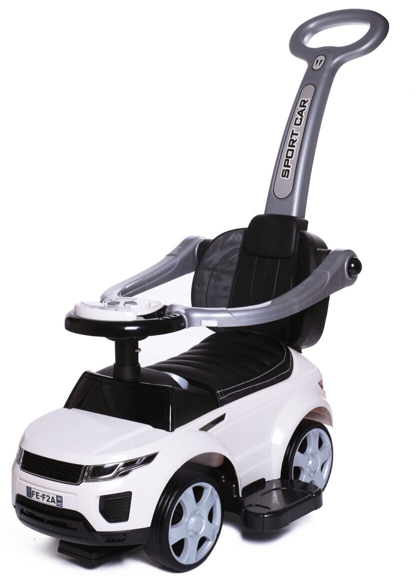 Каталка детская Sport car BabyCare (резиновые колеса, кожаное сиденье), белый