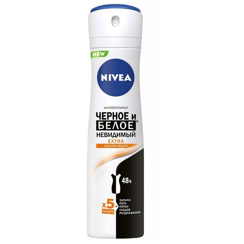 Дезодорант для тела NIVEA 150мл спрей Черное и Белое. Невидимый Extra