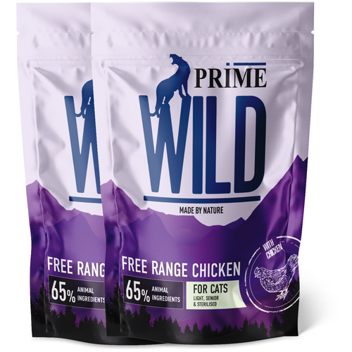 PRIME WILD GF FREE RANGE с курицей 500гр для стерилизованных котят и кошек контроль веса х 2шт.