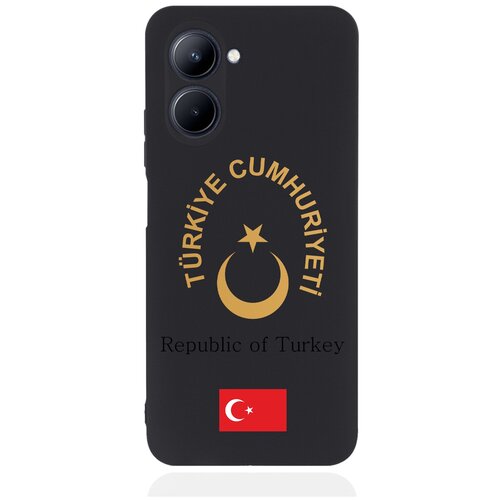 Черный силиконовый чехол для realme C33 Золотой Герб Турции телефон realme c33 4 64gb золотой