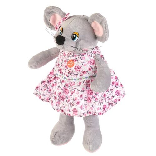 Мягкая игрушка Мульти-Пульти Мышка платье в цветочек, муз. чип, 16 см