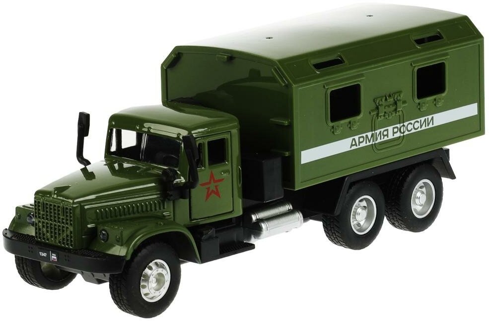 Модель машины Технопарк Армейский грузовик с кунгом инерционная свет звук 2101С135-R