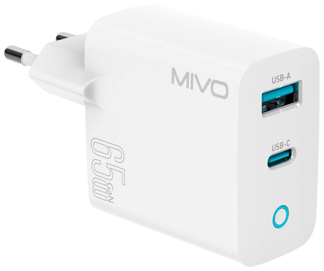 Сетевое зарядное устройство для телефона Mivo MP-650Q на 65W, USB и Type-C, быстрая зарядка QC 3.0 + PD, адаптер для андройда и айфона