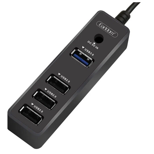 Ealdom / Разветвитель / USB HUB Хаб 4 порта / USB 2.0x3+USB 3.0 черный ET-HUB07 ealdom разветвитель usb hub хаб 4 порта usb 2 0x3 usb 3 0 черный et hub07