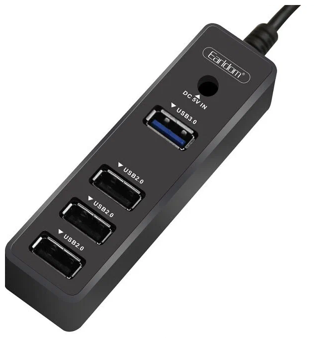 Ealdom / Разветвитель / USB HUB Хаб 4 порта / USB 2.0x3+USB 3.0 черный ET-HUB07