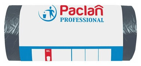 Мешки д/мусора 60л, черные, в рулоне 50шт, ПНД, 6,2мкм, 60х80см, PACLAN Professional, ш/к0858