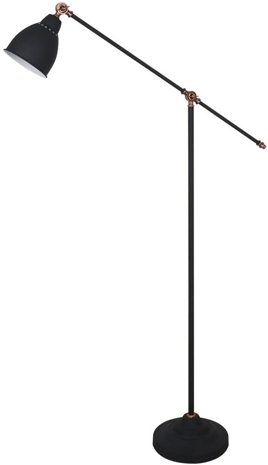 Торшер Arte Lamp Braccio A2054PN-1BK, E27, 60 Вт, цвет арматуры: черный, цвет плафона/абажура: черный