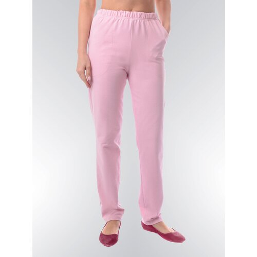фото Брюки джоггеры алтекс демисезонные, полуприлегающий силуэт, спортивный стиль, карманы, размер 54, розовый