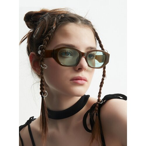 Солнцезащитные очки , овальные, спортивные, ударопрочные, с защитой от УФ, для женщин, коричневый