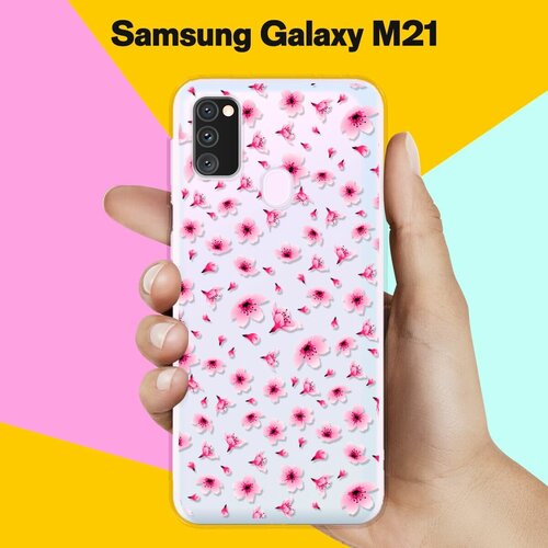 Силиконовый чехол Цветы розовые на Samsung Galaxy M30s