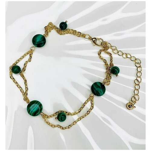 фото Браслет на ногу, золотой, зеленый acfox