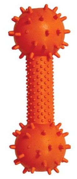 Игрушка для собак Triol из литой резины "Гантель шипованная с колокольчиком", 160мм