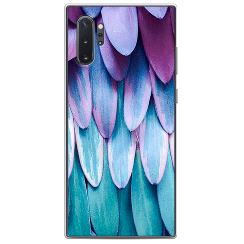 фото Чехол-накладка case place силиконовый с рисунком для samsung galaxy note 10+ (28550) синее перо