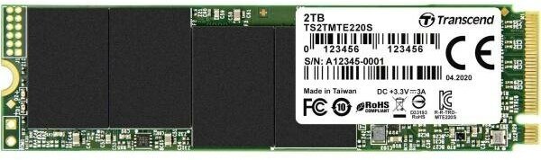 Твердотельный накопитель SSD M.2 2 Tb Transcend TS2TMTE220S Read 3500Mb/s Write 2900Mb/s 3D NAND TLC