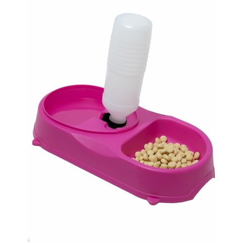 двойная миска кормушка поилка с дозатором воды для животных Двойная миска кормушка поилка с дозатором воды для животных